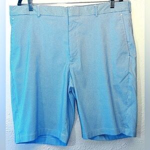 Walter Hagen Men's Checkered Poly Stretch Blue & White Preppy Golf Shorts 38